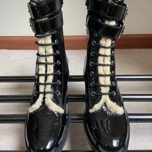 KURT GEIGER Mid Tall Serena Leather Combat Boots - NEW NWOB